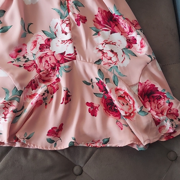 Francesca's Blue Rain Floral Print Dress - Picture 4 of 5